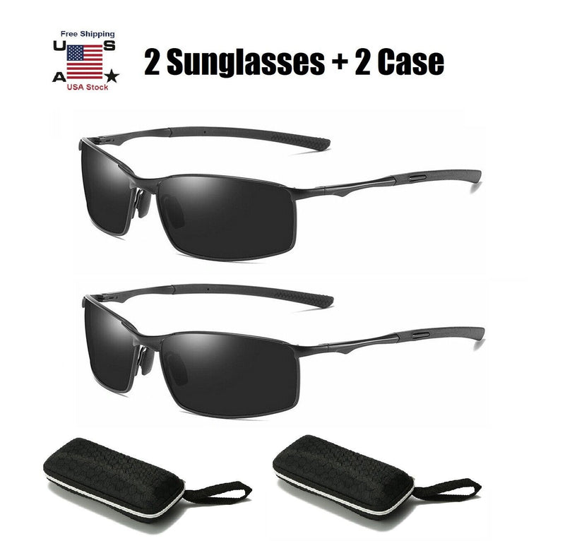 2 × Polarized Photochromic Sunglasses Men Summer Driving Transition Lens Glasses