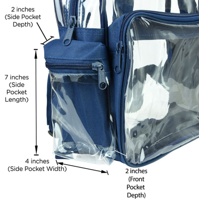 DALIX Clear Backpack School Pack See through Bag in Navy Blue FREE SHIPPING