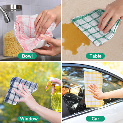 12 Pcs Kitchen Dish Cloths Cotton Super Cleaning Absorbency Towel Washing Rags