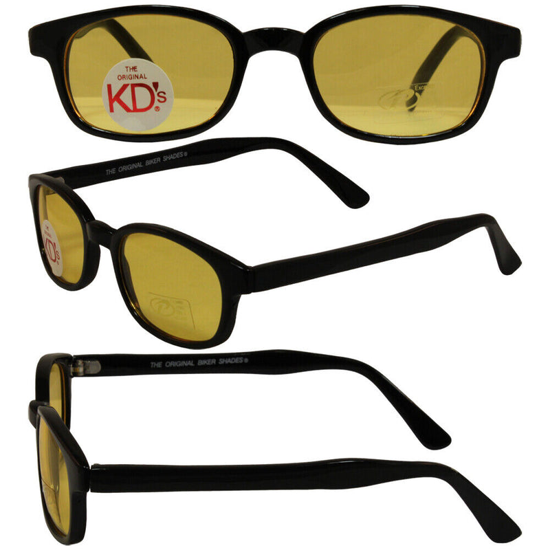 Biker Sunglasses Black Frame Yellow 20112 with Free Pouch