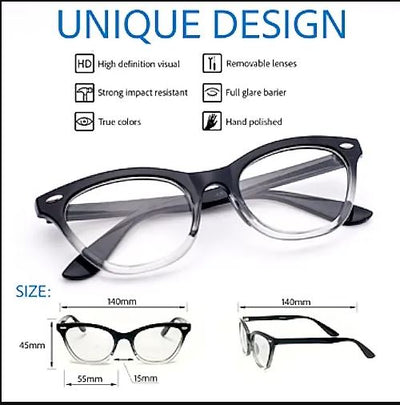 Cat Eye"Ombre" Women Eyeglasses Tortoise Two Tone Gradient Shadz GAFAS Blue Lens