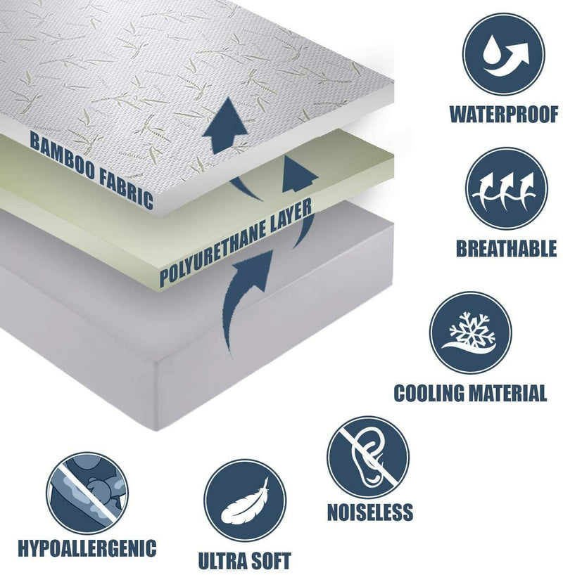 Bamboo Mattress Protector Hypoallergenic & Breathable Waterproof Mattress Cover