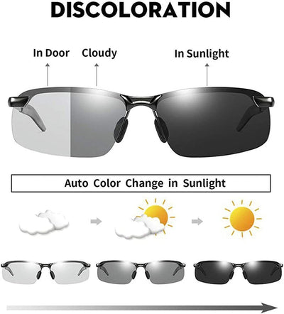 2 × Polarized Photochromic Sunglasses Men Summer Driving Transition Lens Glasses