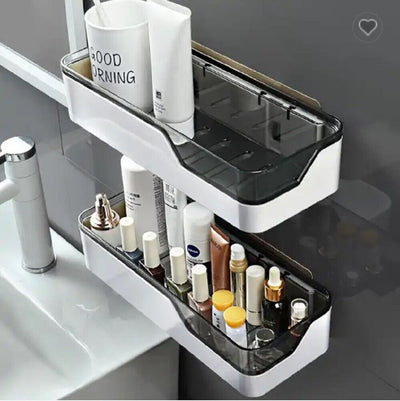 Wall-Mounted Corner Shower Caddy-Adhesive Bathroom Storage Organizer Shelf Rack