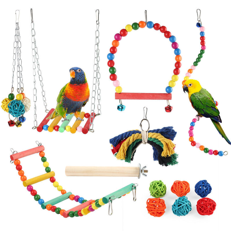 Pet Bird Parrot Swing Bell Parakeet Budgie Cockatiel Cage Hammock Hanging Toys