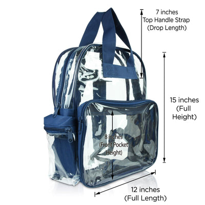 DALIX Clear Backpack School Pack See through Bag in Navy Blue FREE SHIPPING