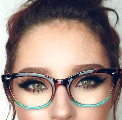 Cat Eye"Ombre" Women Eyeglasses Tortoise Two Tone Gradient Shadz GAFAS Blue Lens