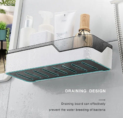 Wall-Mounted Corner Shower Caddy-Adhesive Bathroom Storage Organizer Shelf Rack