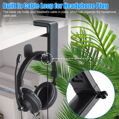 360° Gaming Headphone Hanger Display Stand Holder Hook under Desk Headset Mount