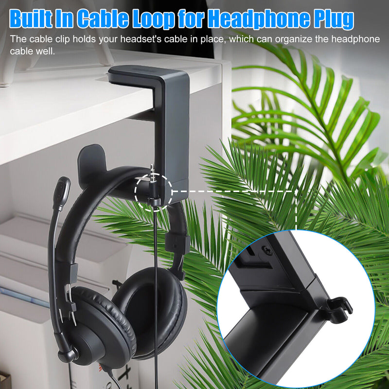 360° Gaming Headphone Hanger Display Stand Holder Hook under Desk Headset Mount