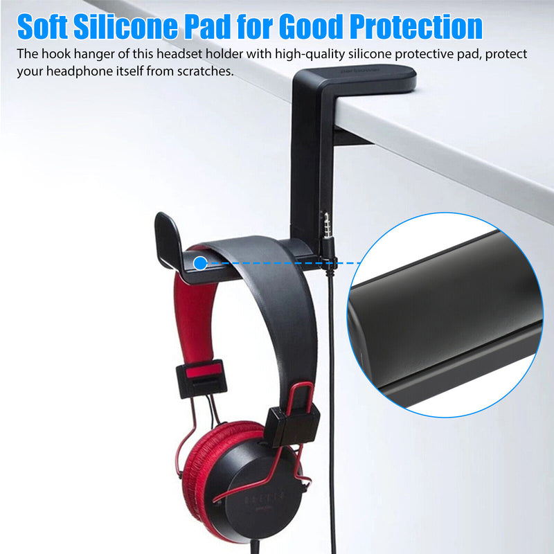 360° Gaming Headphone Hanger Display Stand Holder Hook under Desk Headset Mount