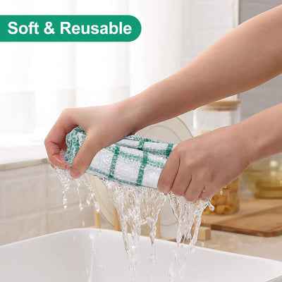 12 Pcs Kitchen Dish Cloths Cotton Super Cleaning Absorbency Towel Washing Rags