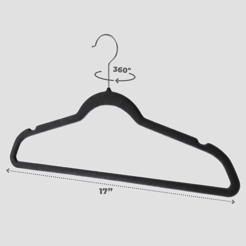 Velvet Hangers, Heavy Duty, Non Slip Black Premium Clothes Suit Hangers, 50 Pack