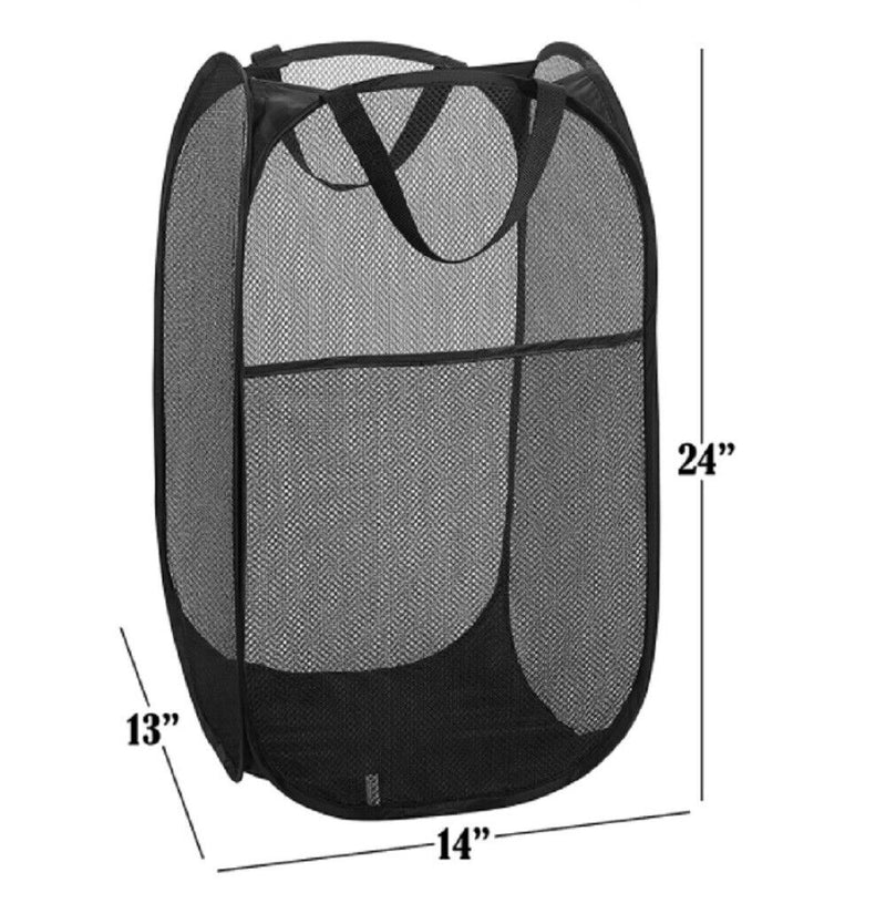 Foldable Mesh Popup Hamper - Portable Lightweight Laundry Basket for Home, Dorm