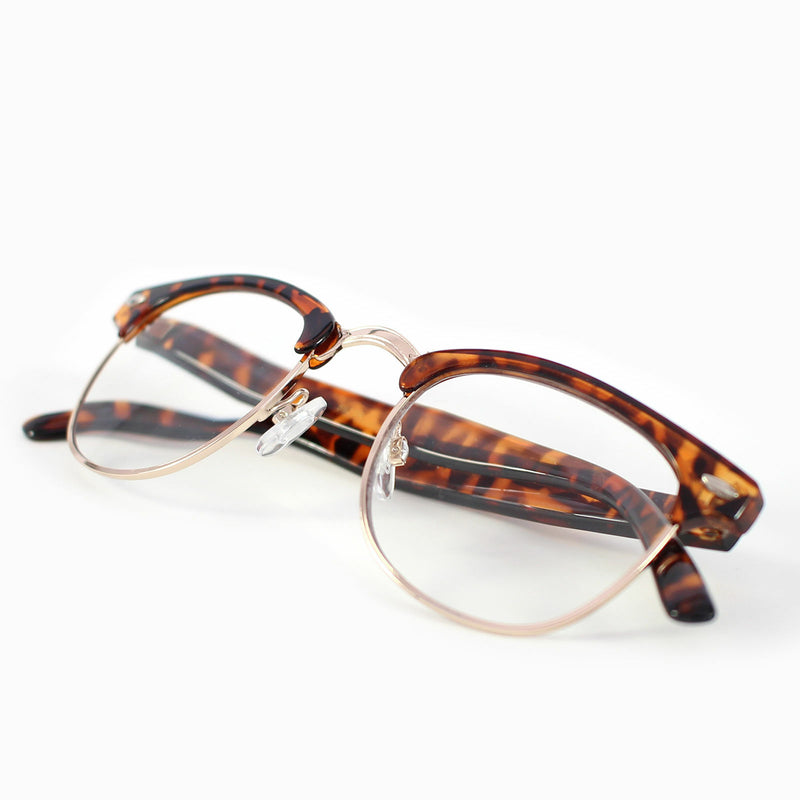 New Clear Lens Fashion Glasses Retro Horn Rim Nerd Mens Womens Demi Brown Frame