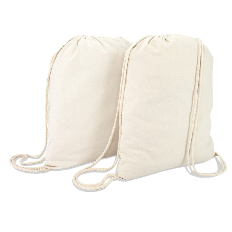 Canvas Drawstring Bag String Backpack Gym Mens Womens 2 Pack