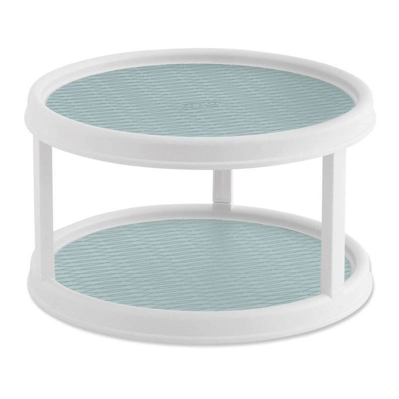 Copco Non-Skid 2 Tier Pantry Cabinet Lazy Susan, 12-Inch, White/Buxton Blue