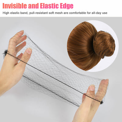 100X Invisible Black Hair Nets Elastic Edge Mesh Hairnet Stretch Cover Mesh Bun