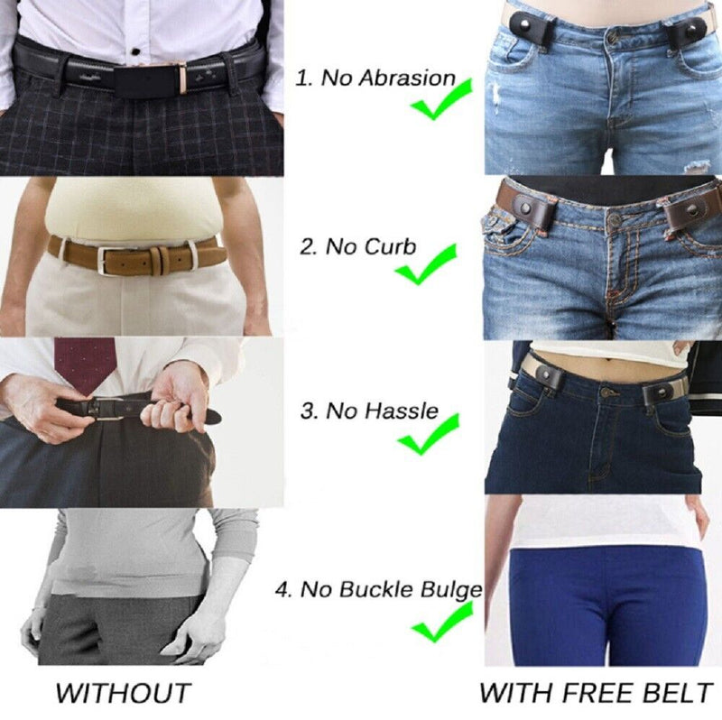 5 No-Buckle Elastic Waist Belt Set - Buckle-Free Comfort Stretch Belt for Unisex