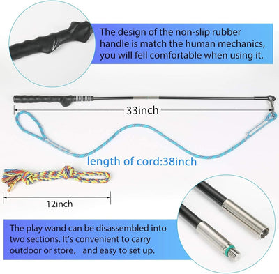 Flirt Pole for Dogs Detachable Dog Teaser Wand for Dogs Chase and Tug of War New