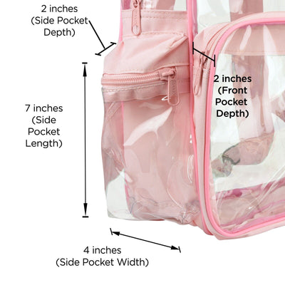 Clear Backpack School Bag See through in Light Pink