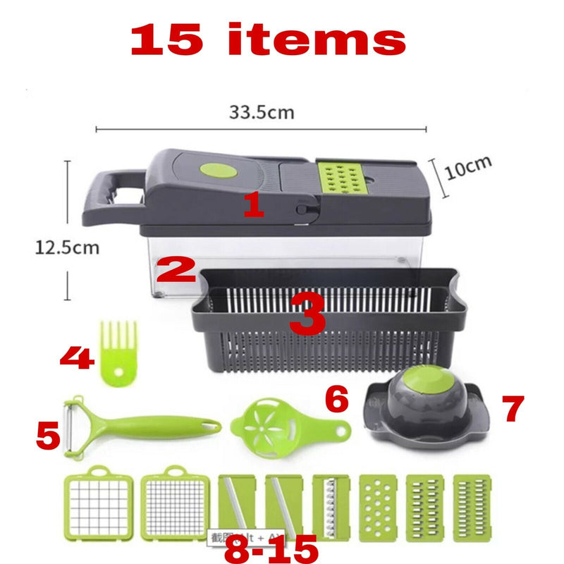 15-In-1 Vegetable Fruit Chopper Cutter Food Onion Veggie Dicer Slicer Kitchen US