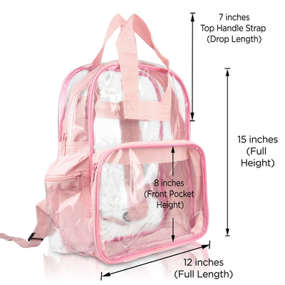 Clear Backpack School Bag See through in Light Pink