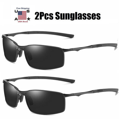 2 × Polarized Photochromic Sunglasses Men Summer Driving Transition Lens Glasses