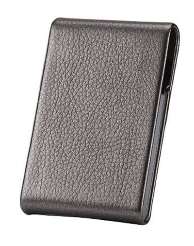 Metal PU Leather Pocket Card Holder - Slim Business ID Credit Card Case Wallet