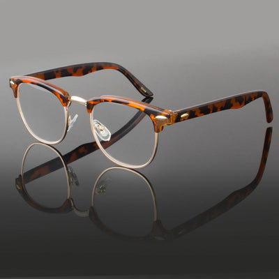 New Clear Lens Fashion Glasses Retro Horn Rim Nerd Mens Womens Demi Brown Frame