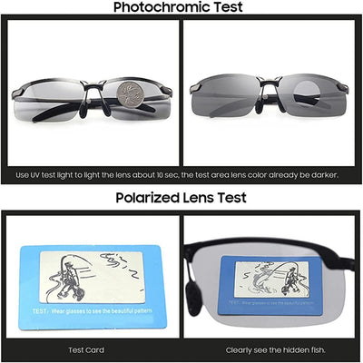 2 × Polarized Photochromic Sunglasses Men Summer Driving Transition Lens Glasses