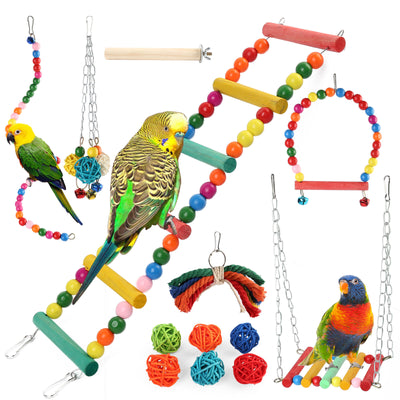 Pet Bird Parrot Swing Bell Parakeet Budgie Cockatiel Cage Hammock Hanging Toys