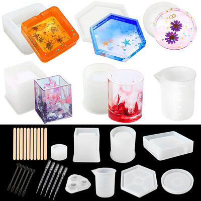 Silicone Resin Molds Epoxy Casting Art Coaster Cup Pen Candle Ashtray Bowl Mat