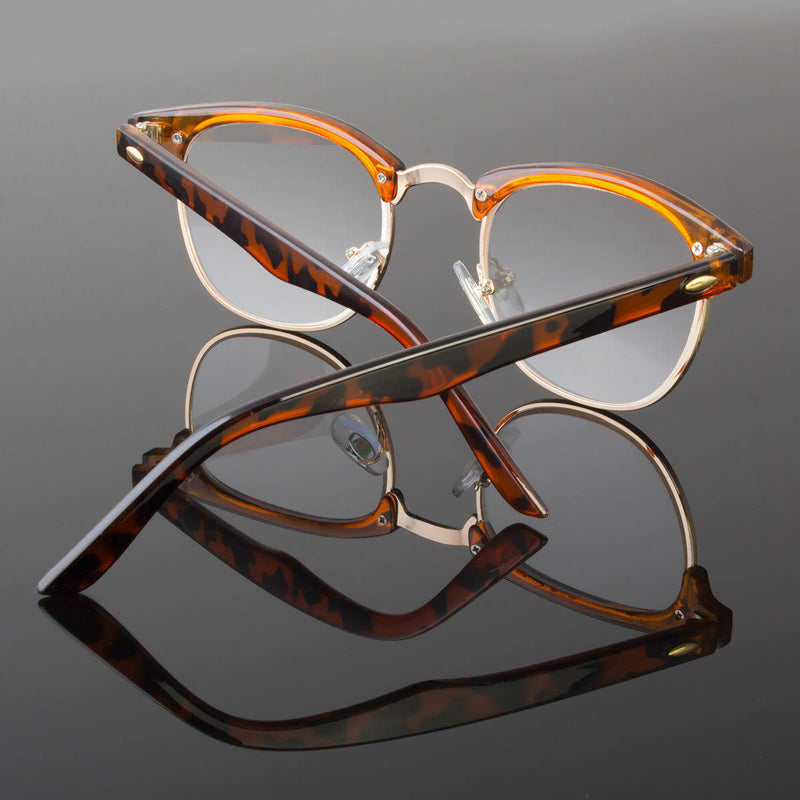 New Clear Lens Fashion Glasses Retro Horn Rim Nerd Mens Womens Demi Brown Frame