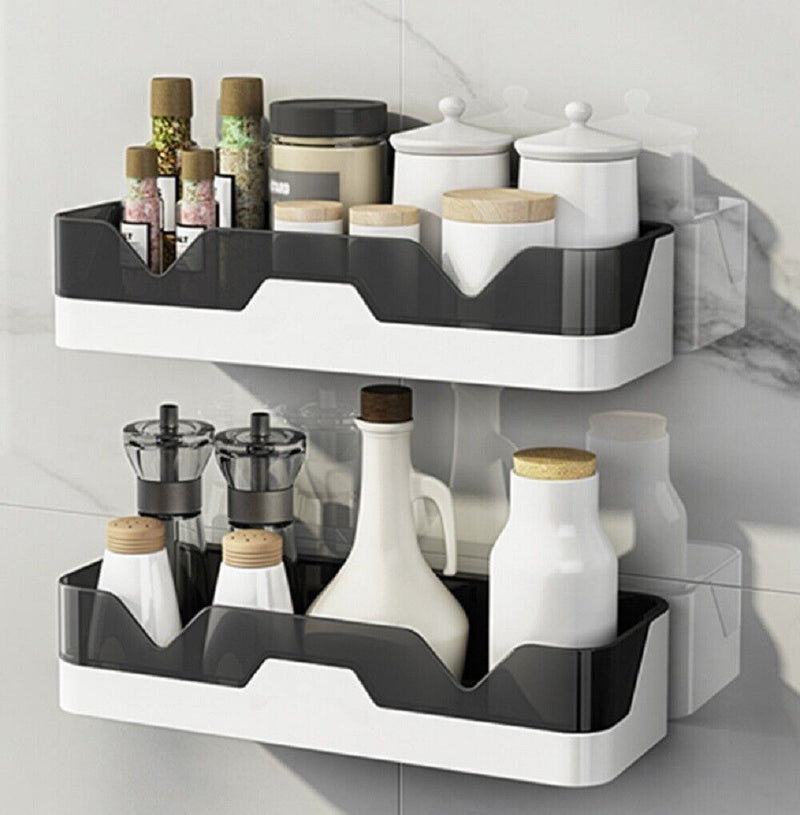 Wall-Mounted Corner Shower Caddy-Adhesive Bathroom Storage Organizer Shelf Rack