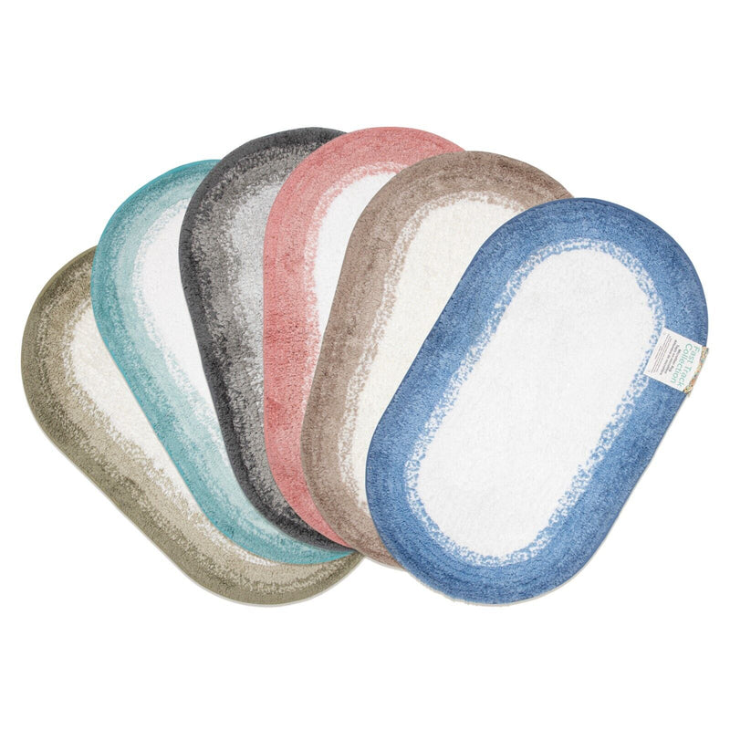 Fast Track Non-Slip Oval Bathroom Rug - Microfiber Mat - Size & Color Options