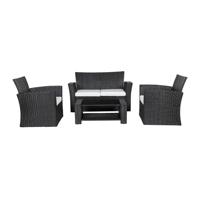 4-Person Outdoor Patio Rattan Furniture Set, Alfresco Garden Outdoor Patio Wicker Chairs and Coffee Table