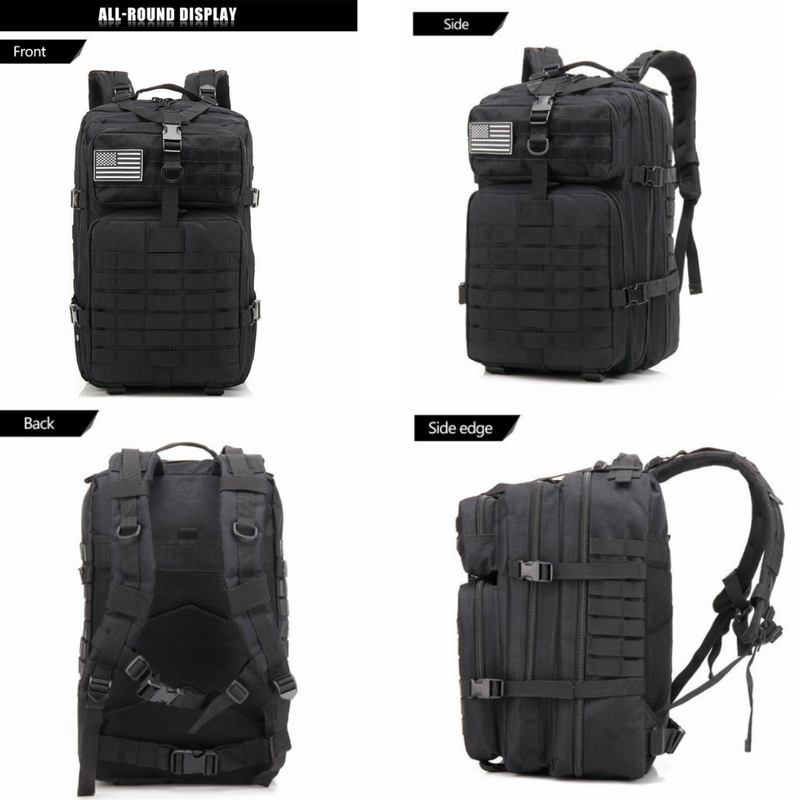 Black 45L Tactical Military Backpack Rucksack Bag Survival Camping Hiking Trekking Travel Backpack