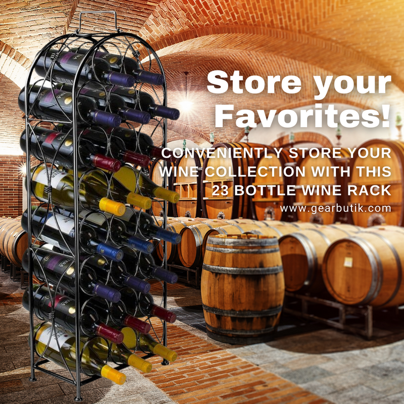 23 Bottle French Style Wine Rack Storage for Home Bar and Wine Cellar