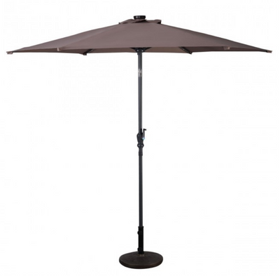 9 Ft Patio LED Solar Umbrella Canopy with Crank Pool Umbrella with Lights