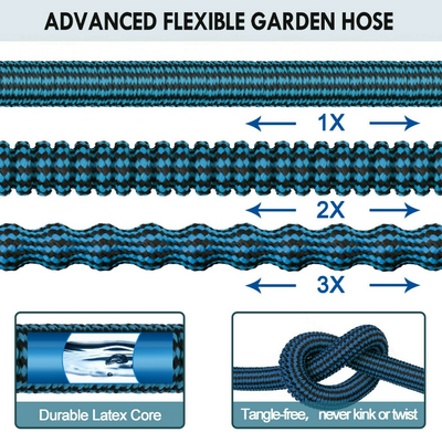50FT 75FT 100FT Expandable Flexible Garden Water Hose 10-Function Spray Nozzle