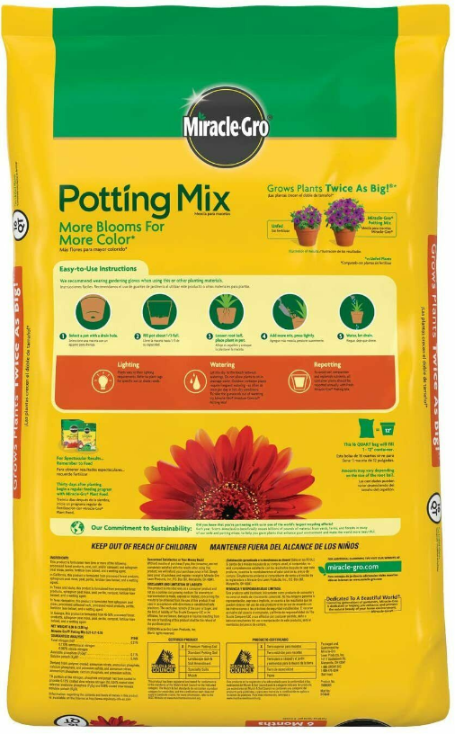 Miracle-Gro Garden Potting Mix for Plants 16 Quart Bag