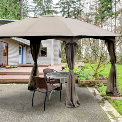 11.5x11.5 Ft Fully Enclosed Outdoor Patio Garden Gazebo with 4 Removable Walls