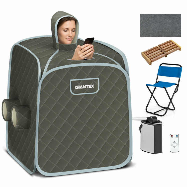 800W 2 Person Portable Steam Sauna SPA Tent with 3L Steamer