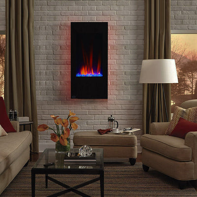 Electric Fireplace Heater, 32" Wall Mounted Heater with Adjustable Flame Backlight Colors