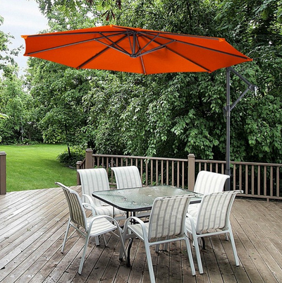 10 Ft Patio Outdoor Sunshade Hanging Umbrella without Weight Base