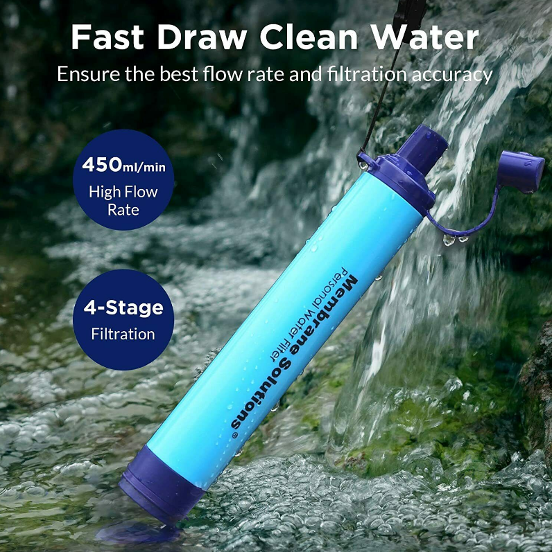 3 Pack Personal Water Filter Straw Purifier Portable Water Filtration System Camping Hiking Emergency Survival